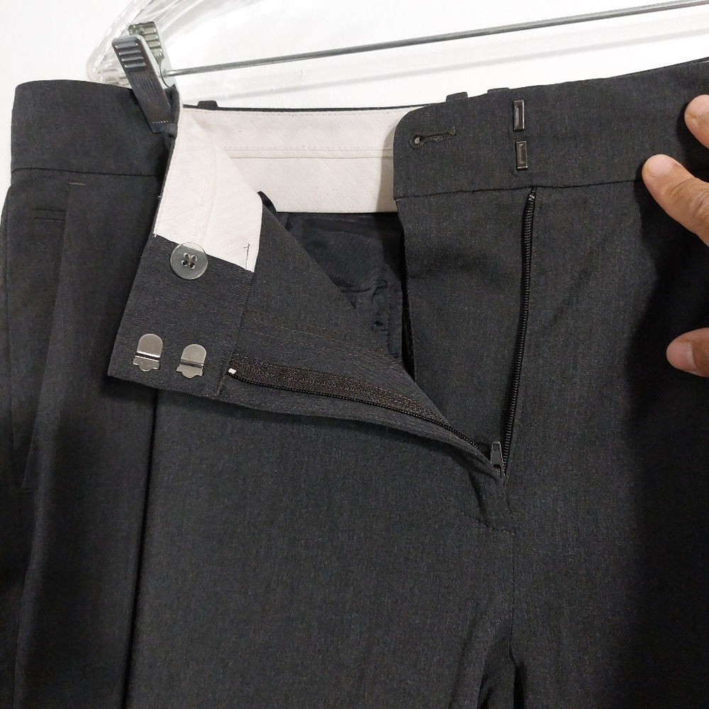 SOLD Ann Taylor Charcoal Gray Flat Front Straight Leg Dress Pants Size 16 - Picture 4 of 9